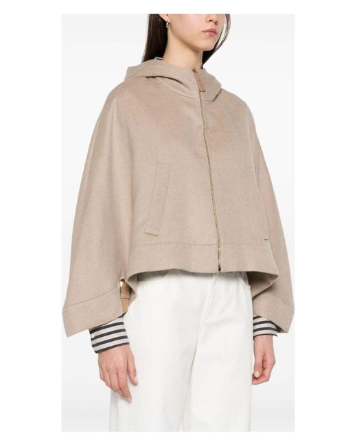 Max Mara Natural Wool Hooded Cape