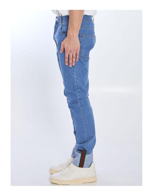 Gucci Blue Web Jeans for men