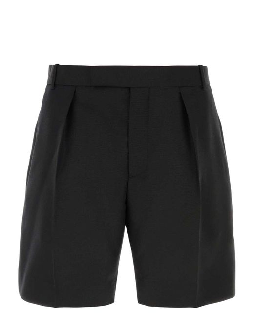 Alexander McQueen Black Wool Blend Bermuda Shorts for men