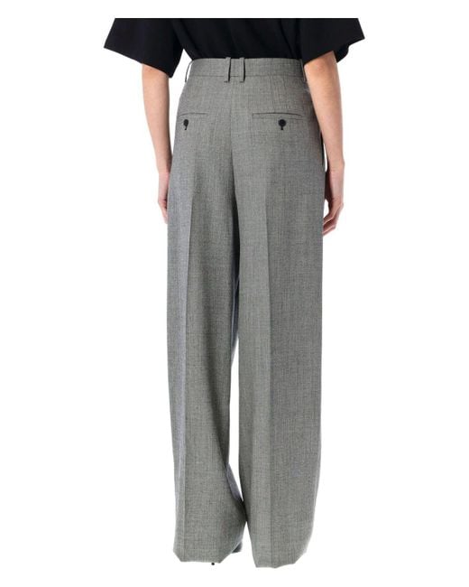Saint Laurent Gray Wool Twill Wide-Leg Pants