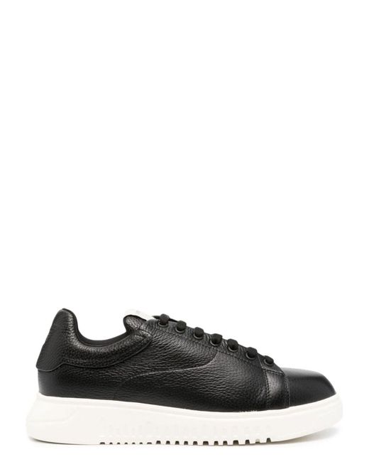 Emporio Armani Black Leather Sneakers for men