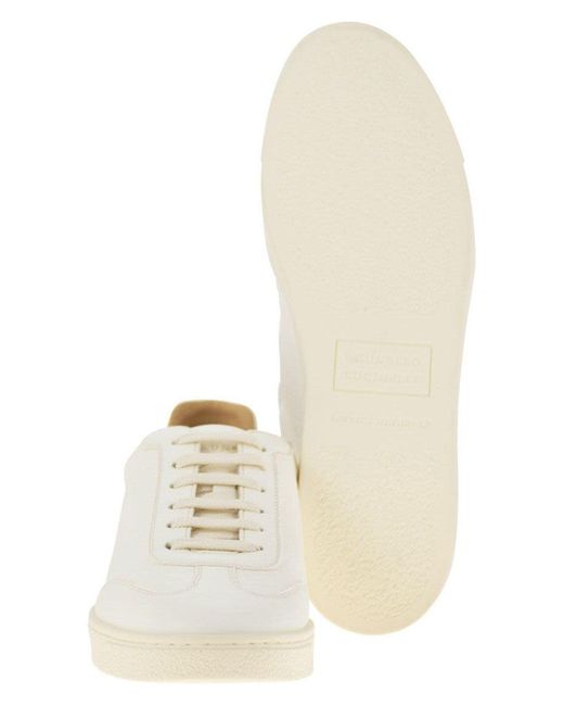 Brunello Cucinelli White Deerskin Trainers With Latex Sole for men