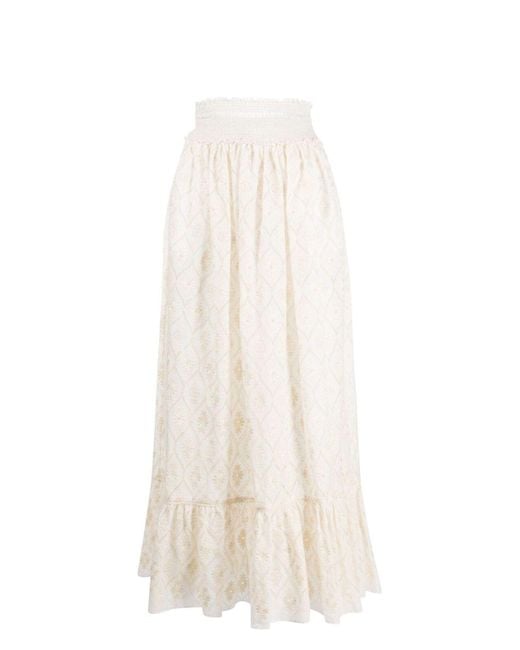 Gucci Floral Broderie Anglaise Skirt in White | Lyst