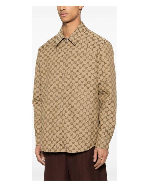 Gucci Natural Gg Supreme Canvas Overshirt for men