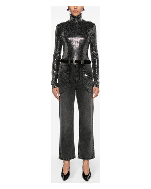 Isabel Marant Black Joyela Shiny High-Neck Top
