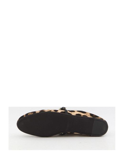 Dolce & Gabbana White Leo Print Ballet Flats