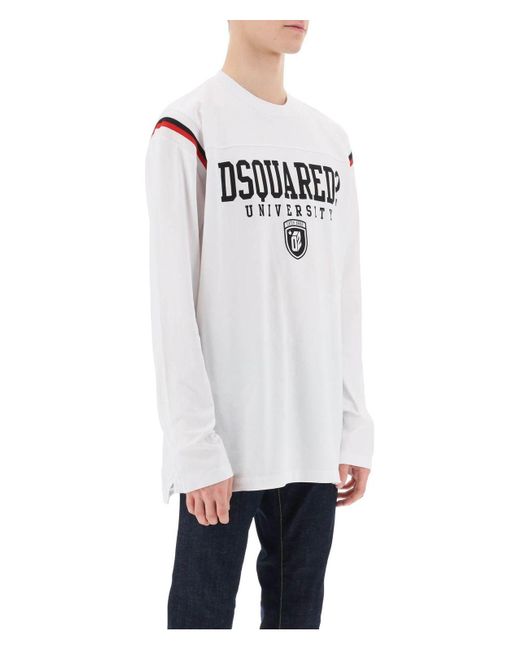 DSquared² White Long-Sleeved Varsity T-Shirt for men