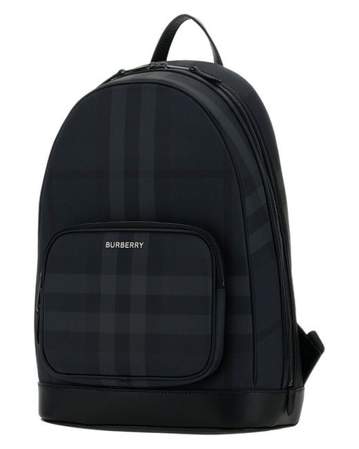 Burberry Black Printed Canvas Rocco Backpack for men