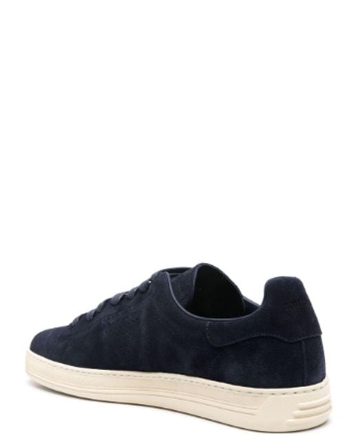 Tom Ford Blue Suede Lace-Up Sneakers for men