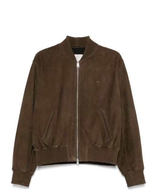 AMI Brown Zipped Jacket for men