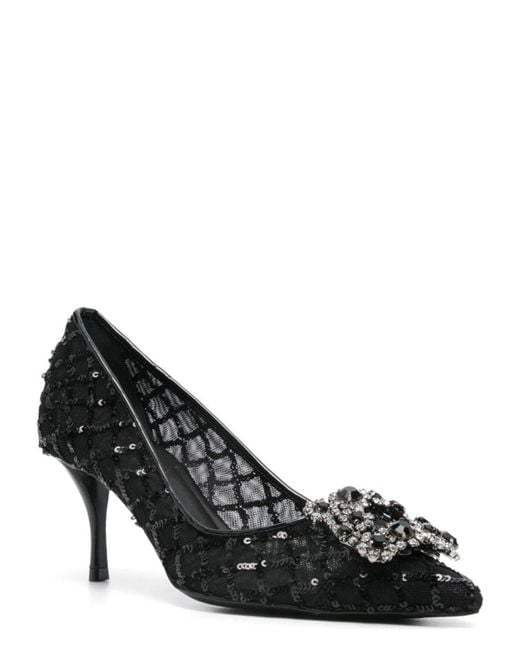 Roger Vivier Black Flower Strass Pumps