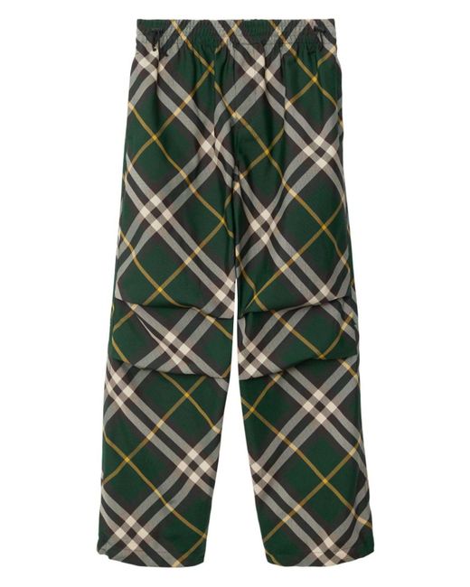 Burberry Green Check Trousers for men