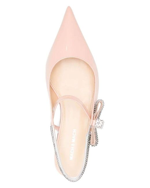 Mach & Mach Pink Crystal Cube Slingback Flats 10Mm