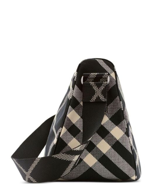 Burberry Embroidered Fabric Shield Crossbody Bag in Black | Lyst