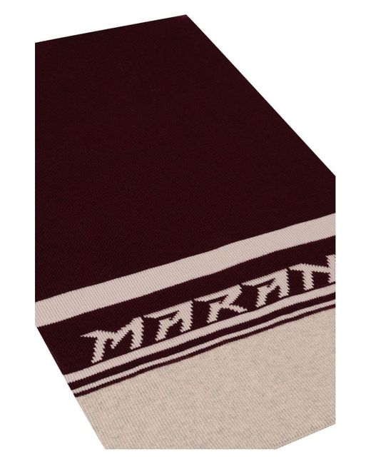 Isabel Marant Purple Wool Blend Scarf With Logo Intarsia