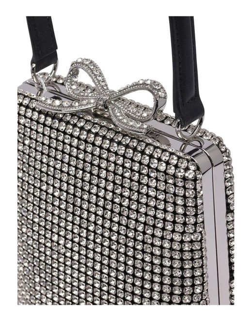 Self-Portrait White Crystal Box Clutch