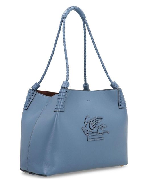 Etro Blue Libra Small Leather Tote