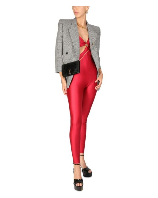 Saint Laurent Red Vneck Jumpsuit