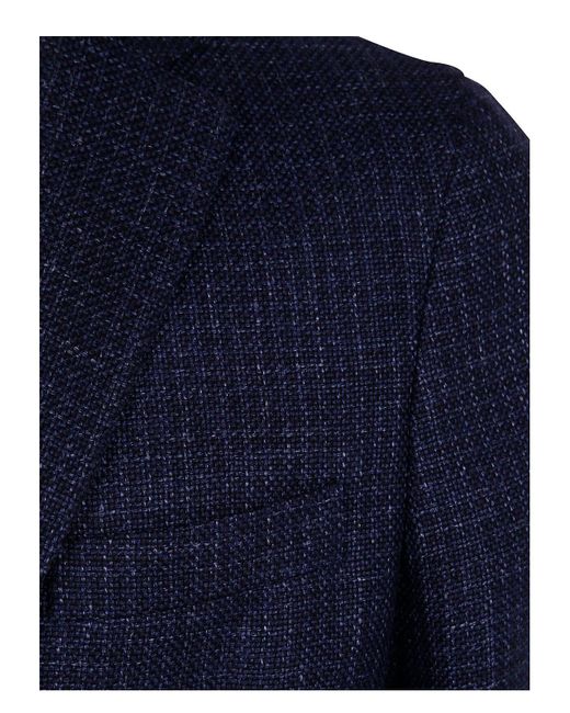 Zegna Blue Wool And Linen Jacket for men