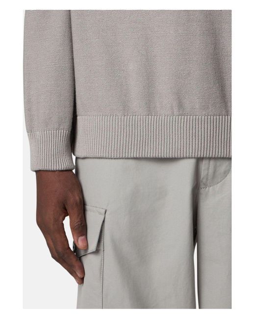 Stone Island Gray Light Sleeve Logo Patch Sweater for men