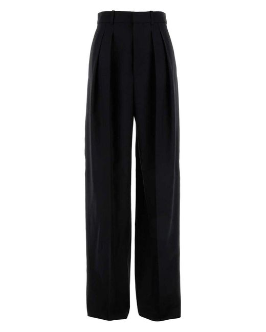 パンツ Saint Laurent Black Wool Wide Trousers Saint Laurent Wool Wide-Leg Pant in Black | Lyst