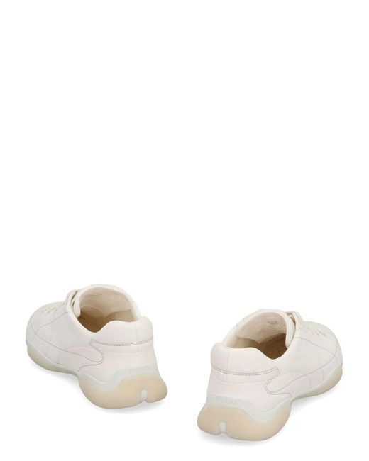 Prada White Leather Low-Top Sneakers