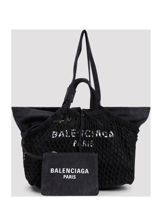 Balenciaga Black Canvas And Mesh Medium 24/7 Shopping Bag