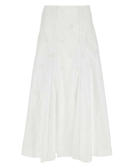 スカート Chloe White poplin skirt Chloé Poplin Skirt in White | Lyst