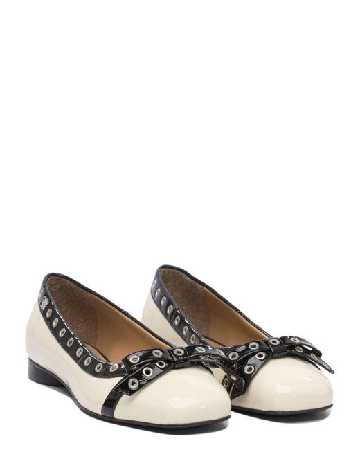 靴 Eyelets Bow Ballerina Naplack GANNI Ganni Eyelets Bow Ballerina Naplack in White | Lyst
