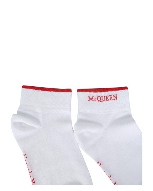 Alexander McQueen White Sock With Logo