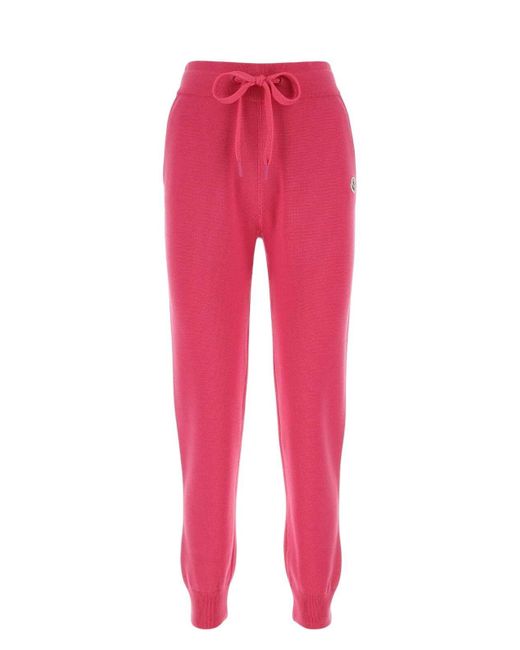 Moncler Red Fuchsia Wool Joggers