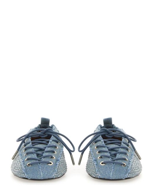 Ganni Blue Laceup Ballerina Sandal