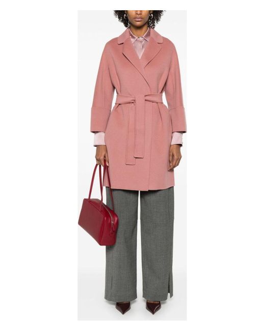 Max Mara Pink Wool Midi Coat