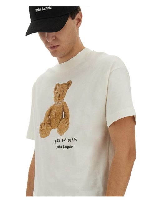 Palm Angels White Regular Fit Tshirt for men