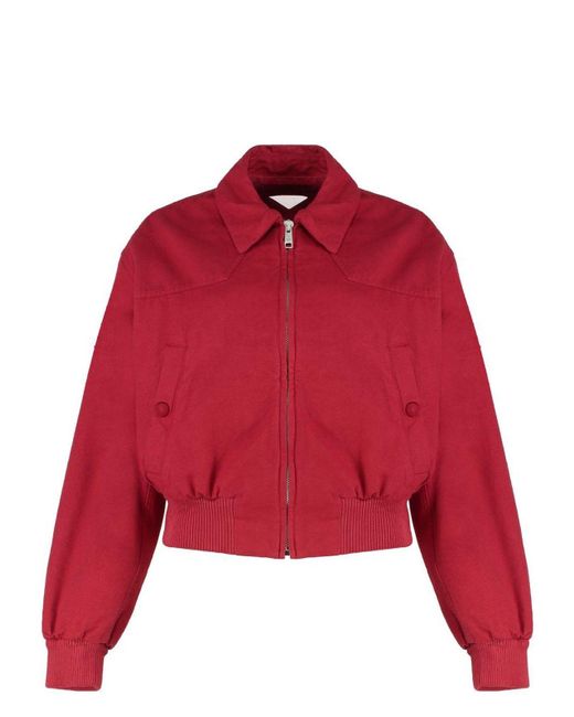 Prada Red Cotton Bomber Jacket