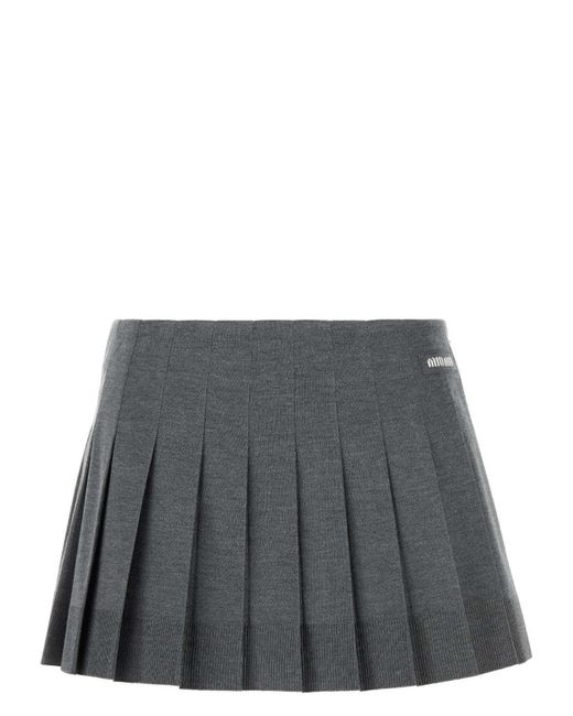 Miu Miu Gray Dark Silk Blend Mini Skirt