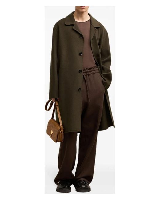 AMI Green De Coeur Single-Breasted Car Coat for men