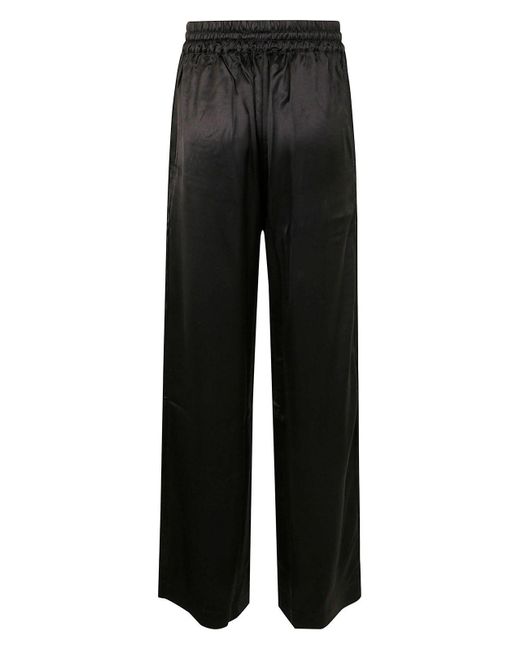 MARINE SERRE Black Satin Drawstring Trousers