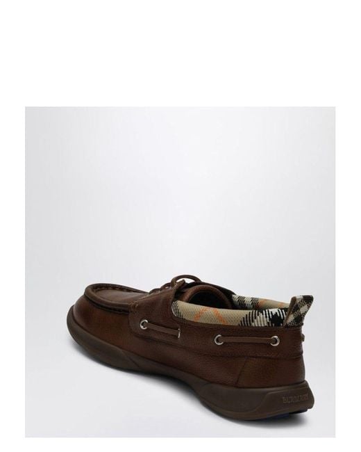 Burberry White Loafers With Check Trim for men