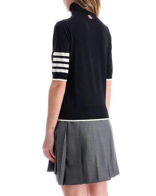 Thom Browne Black Relaxed Fit Ss Turtle Neck Sweater