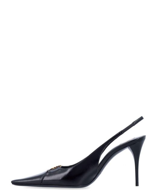Saint Laurent Blue Babylone Breteuil Slingback Pumps
