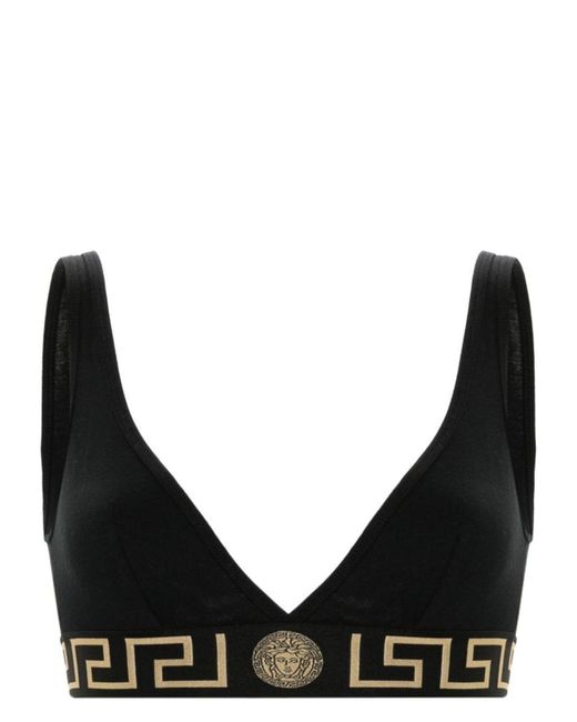 Versace Black Greca Border Triangle Bralette