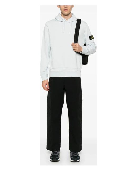 Stone Island White Compass Badge Hoodie for men