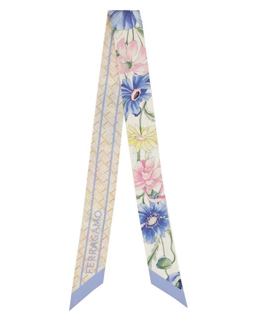 Ferragamo Blue Bandeau With Bouquet Print