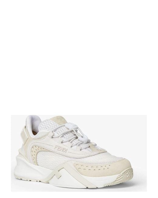 Fendi White Luxurious Calf Leather Sneakers