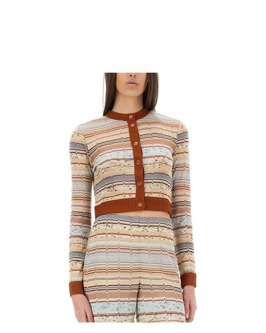 Missoni Natural Striped Pattern Cardigan