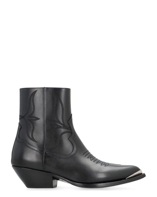 Celine Western-Style Pointy Toe Boots in Black for Men | Lyst