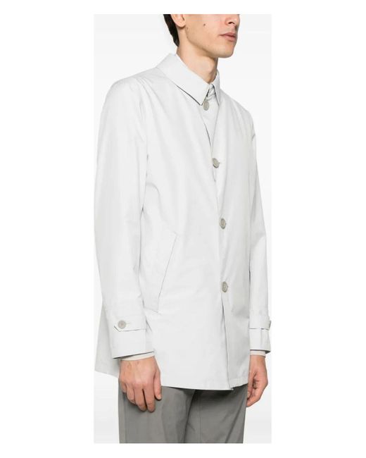 Herno White Woven Raincoat for men
