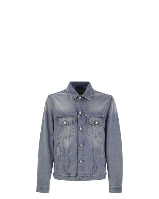 Brunello Cucinelli Blue Four-Pocket Denim Jacket for men