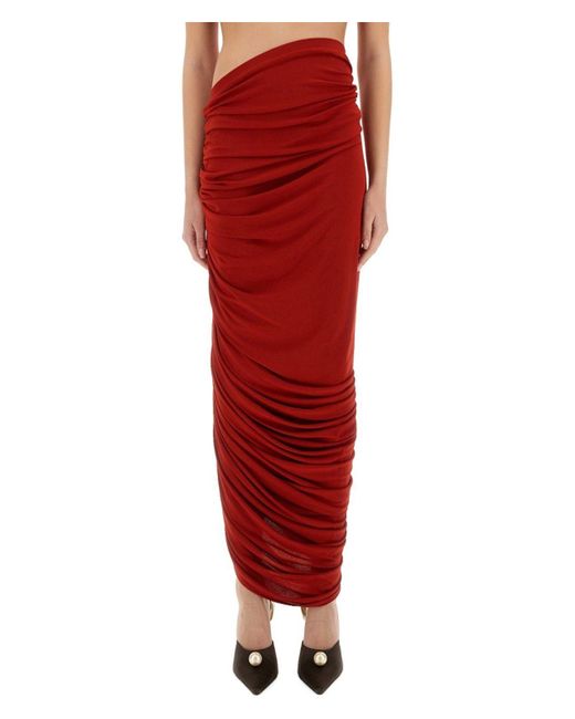 Magda Butrym Red Viscose Blend Skirt